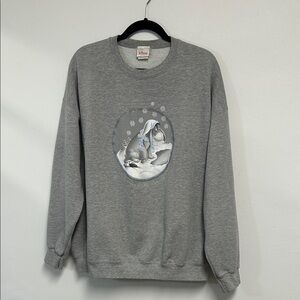 Disney Store VTG Eeyore Holiday Graphics Womens Size 2XL Roomy Grey Sweatshirt